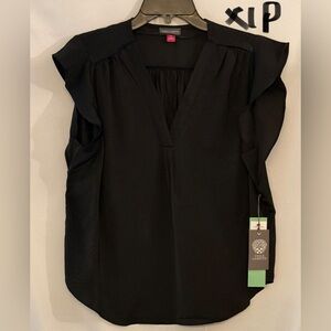 Vince Camuto Elegant Black Flutter Sleeve Top